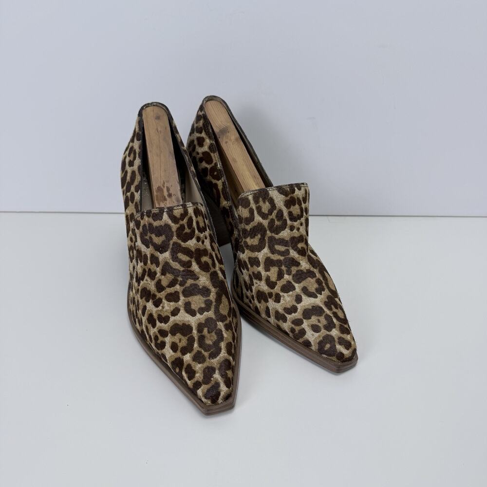 Vince Camuto Wevenly Suede Block Heel Pumps Women’s 9.5M Animal Print Fur Brazil